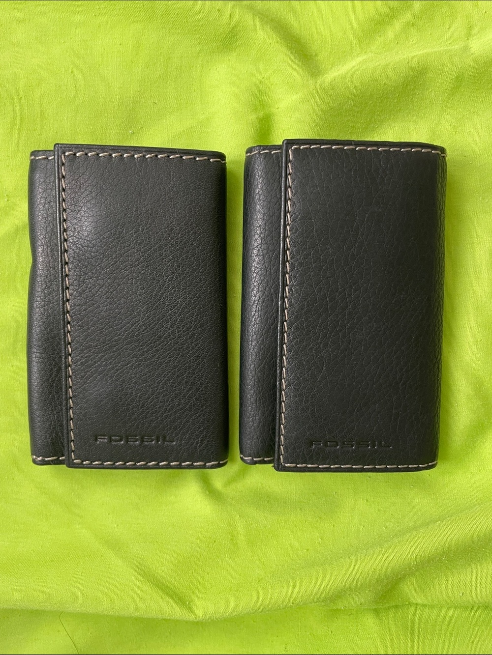 Fossil Black Leather Key & Card Holder bundle of 2